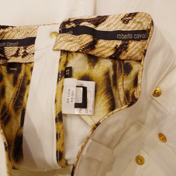 Roberto Cavalli White Mini Flare Stretch Cotton Twill Pant- Sz. XS - Picture 6 of 12